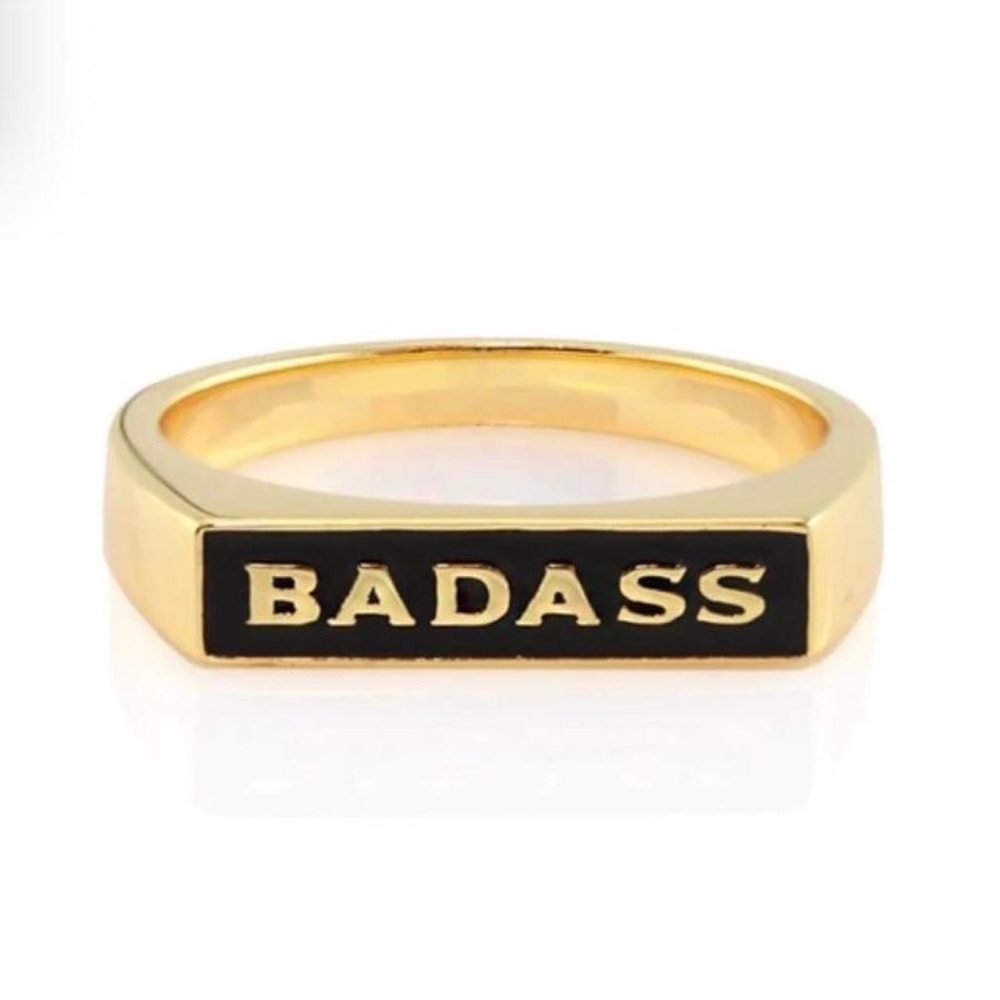 Size 6 Kris Nations gold vermeil badass signet ring